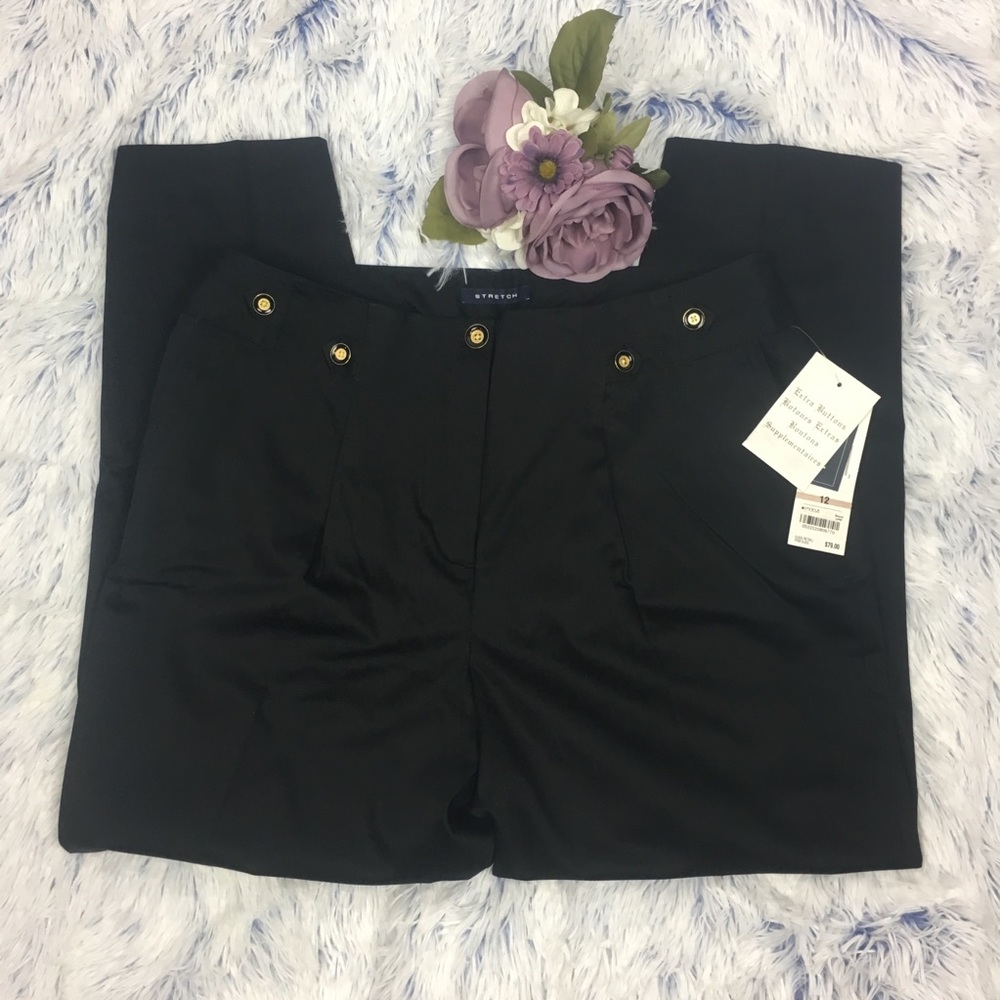 NWT Jones New York Black Stretch Ankle Pants 12x26
